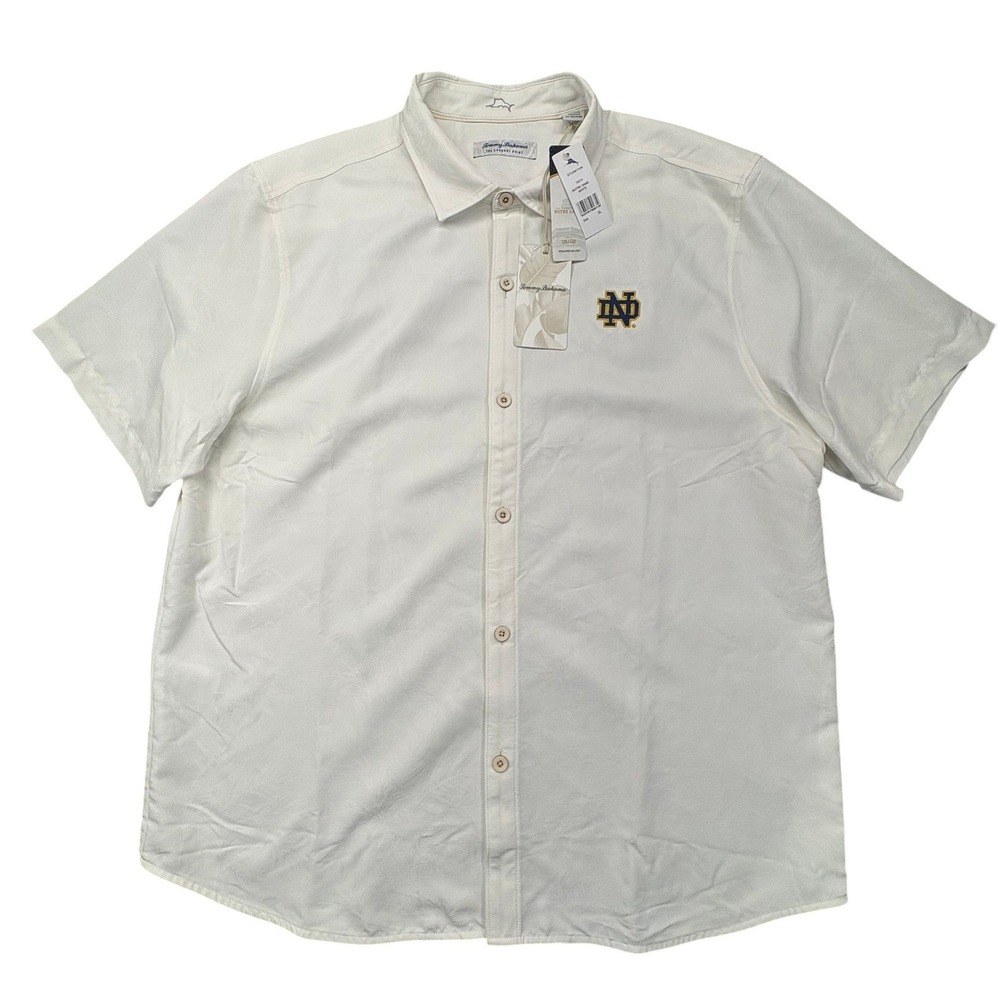 Tommy Bahama Notre Dame Coconut Point Shirt Mens XL White Palms IslandZone NWT